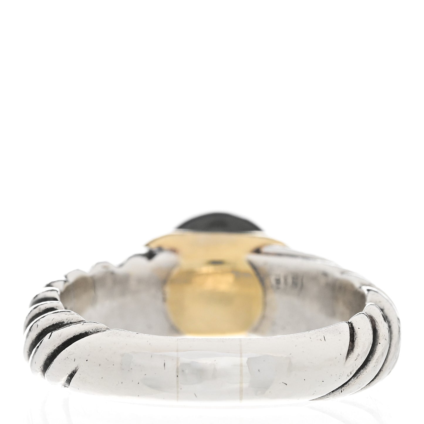 Sterling Silver 18K Yellow Gold Tahitian Pearl 8mm Cable Ring 57 8