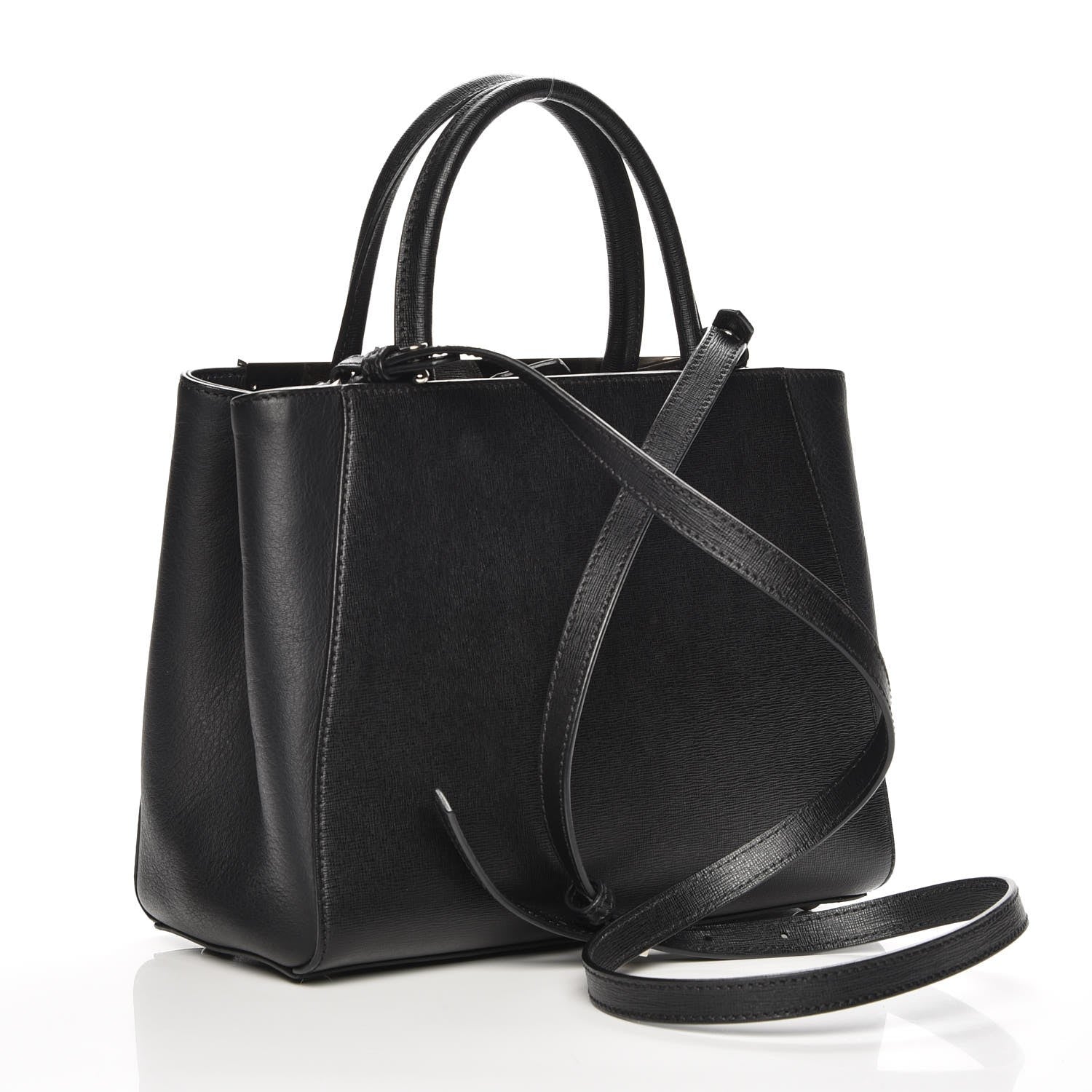 Fendi Saffiano Monster Colorblock Petite 2Jours Tote Black 4 of 9