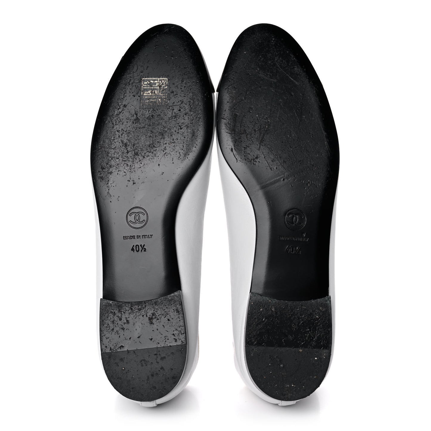 Lambskin Cap Toe CC Ballerina Flats 40.5 White Black