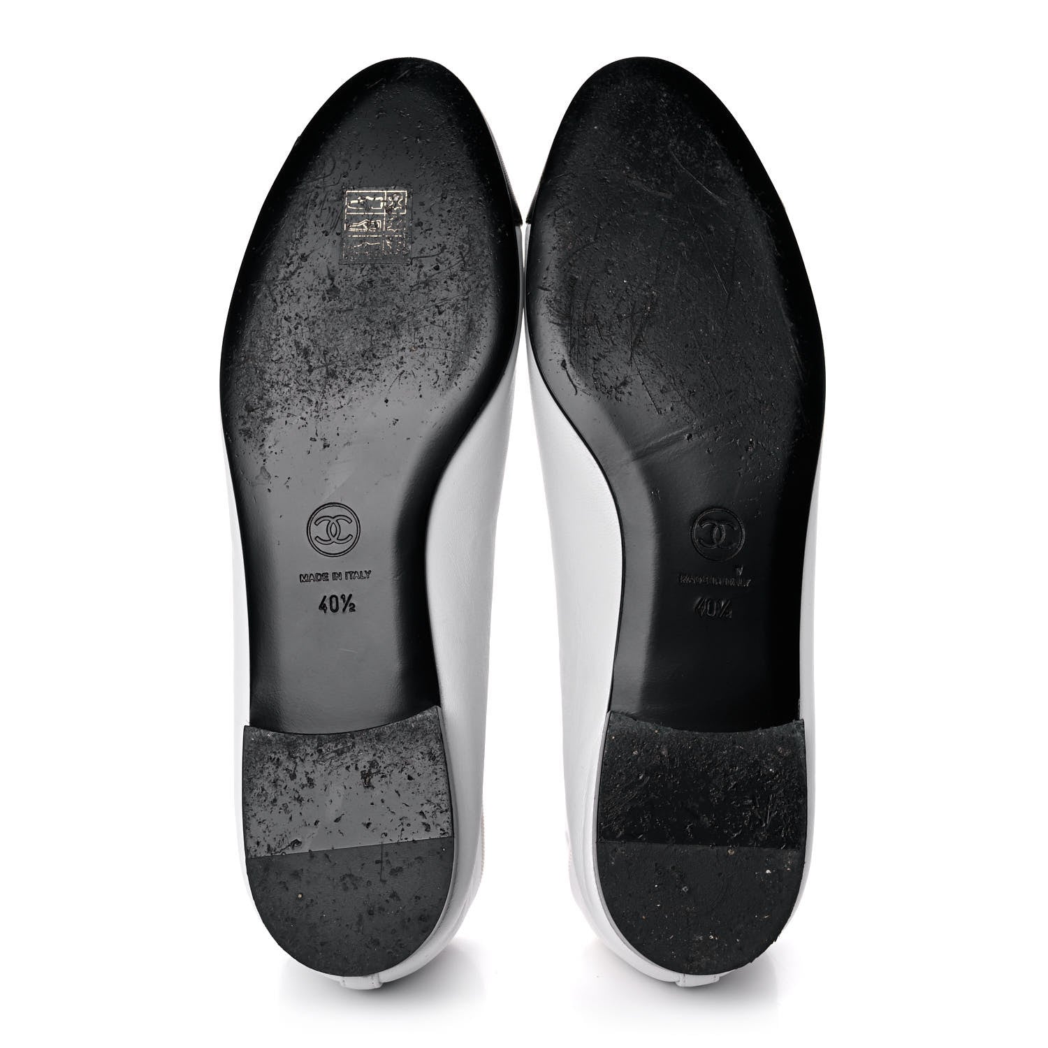 Chanel Lambskin Cap Toe CC Ballerina Flats 40.5 White Black 5 of 10