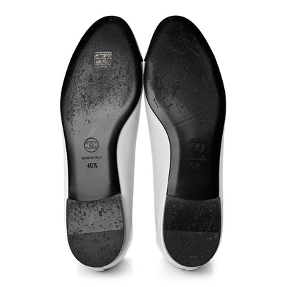 Chanel Lambskin Cap Toe CC Ballerina Flats 40.5 White Black 5 of 10