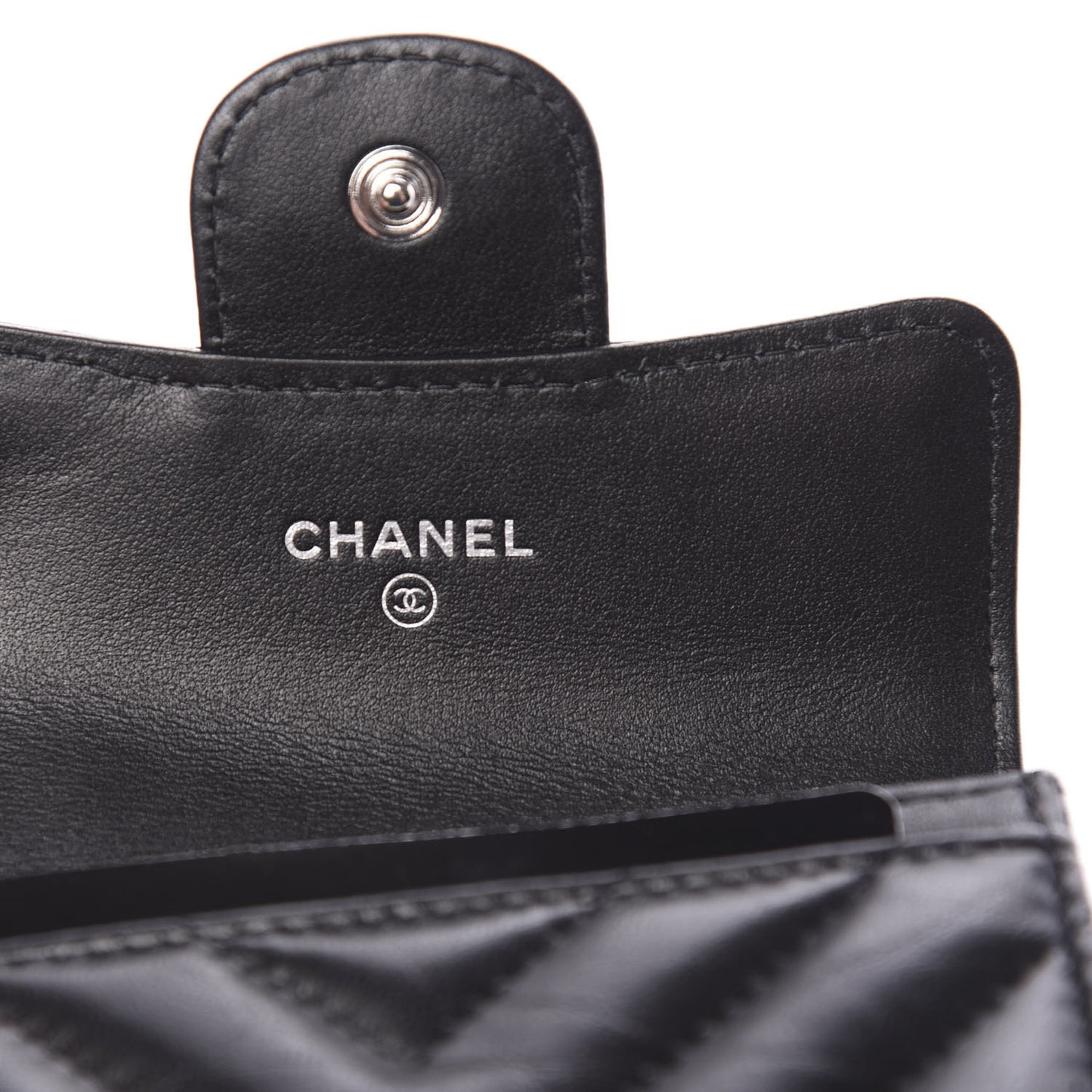 Aged Calfskin Chevron Quilted Reissue Card Holder Wallet So Black