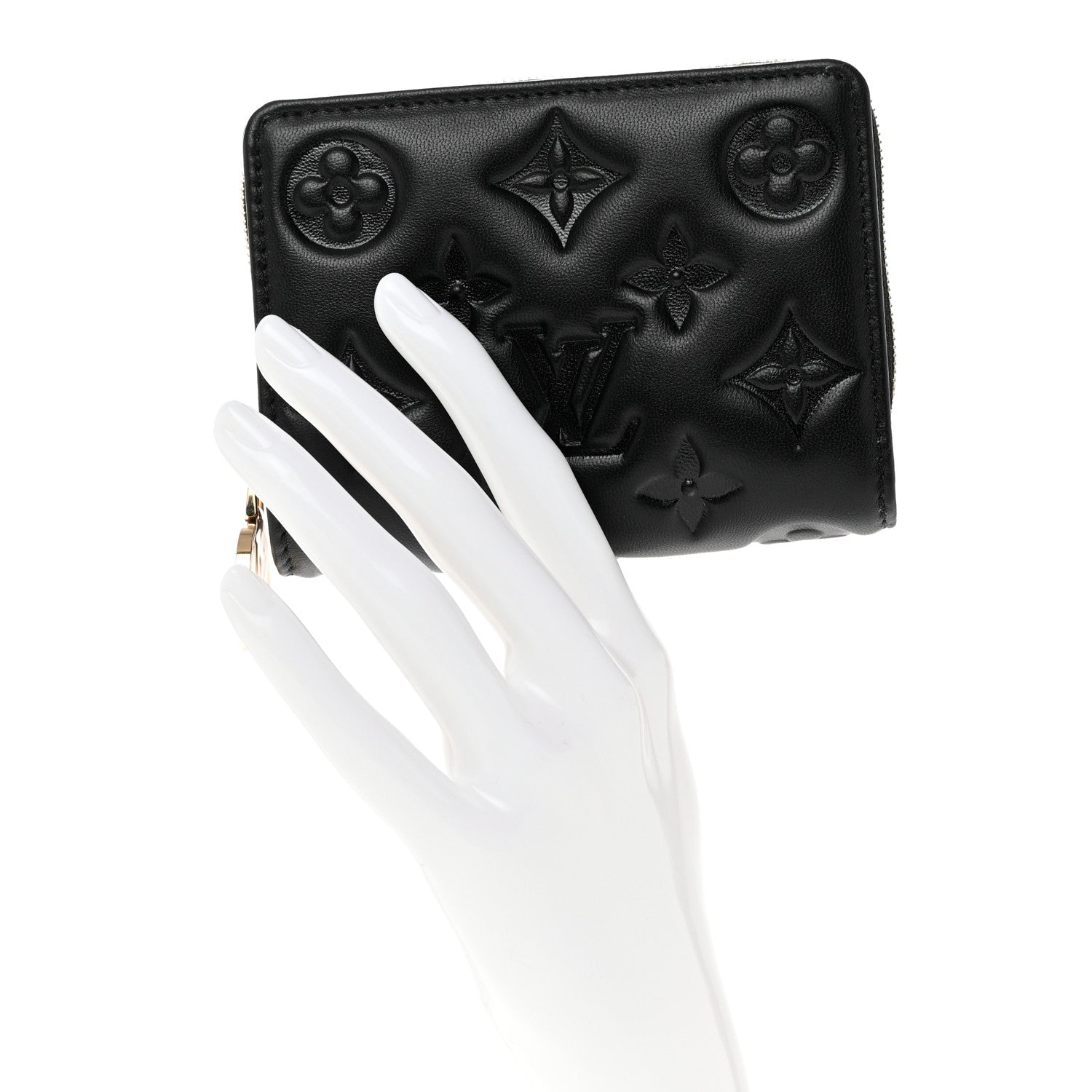 Louis Vuitton Lambskin Embossed Monogram Lou Coussin Wallet Black 2 of 8