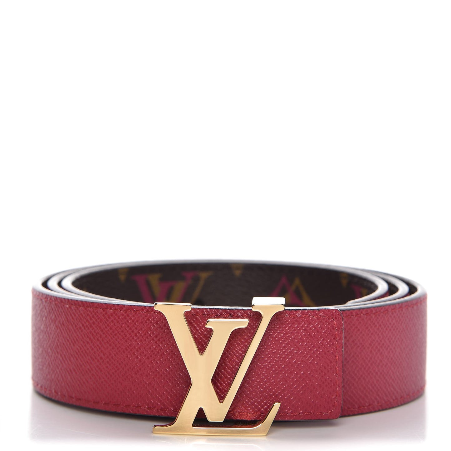 Rainbow Monogram 30mm LV Initiales Reversible Belt 80 32 Fuschia