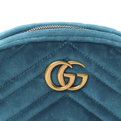 Gucci Velvet Matelasse GG Marmont Belt Bag 65 26 Pavone Cyan 11 of 12