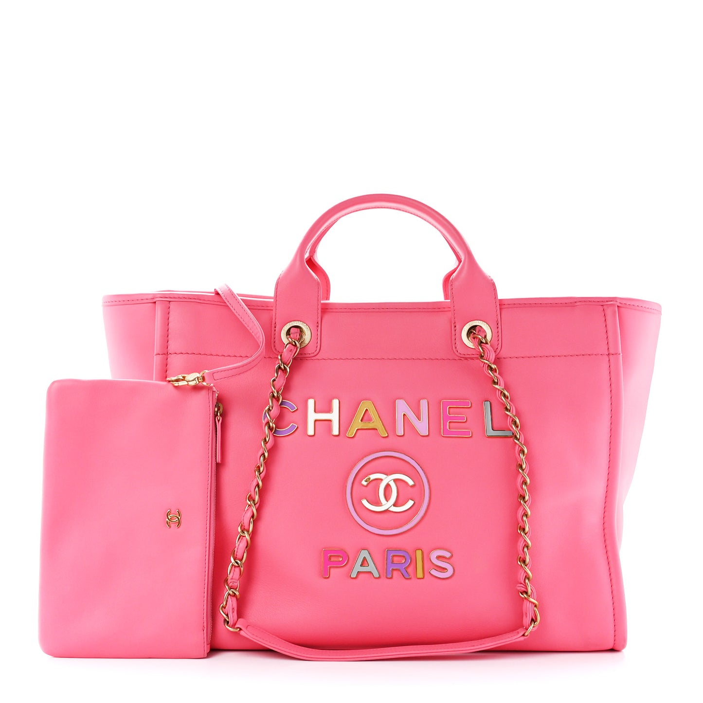 Calfskin Medium Deauville Tote Coral Pink