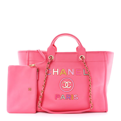 Chanel Calfskin Medium Deauville Tote Coral Pink 1 of 14