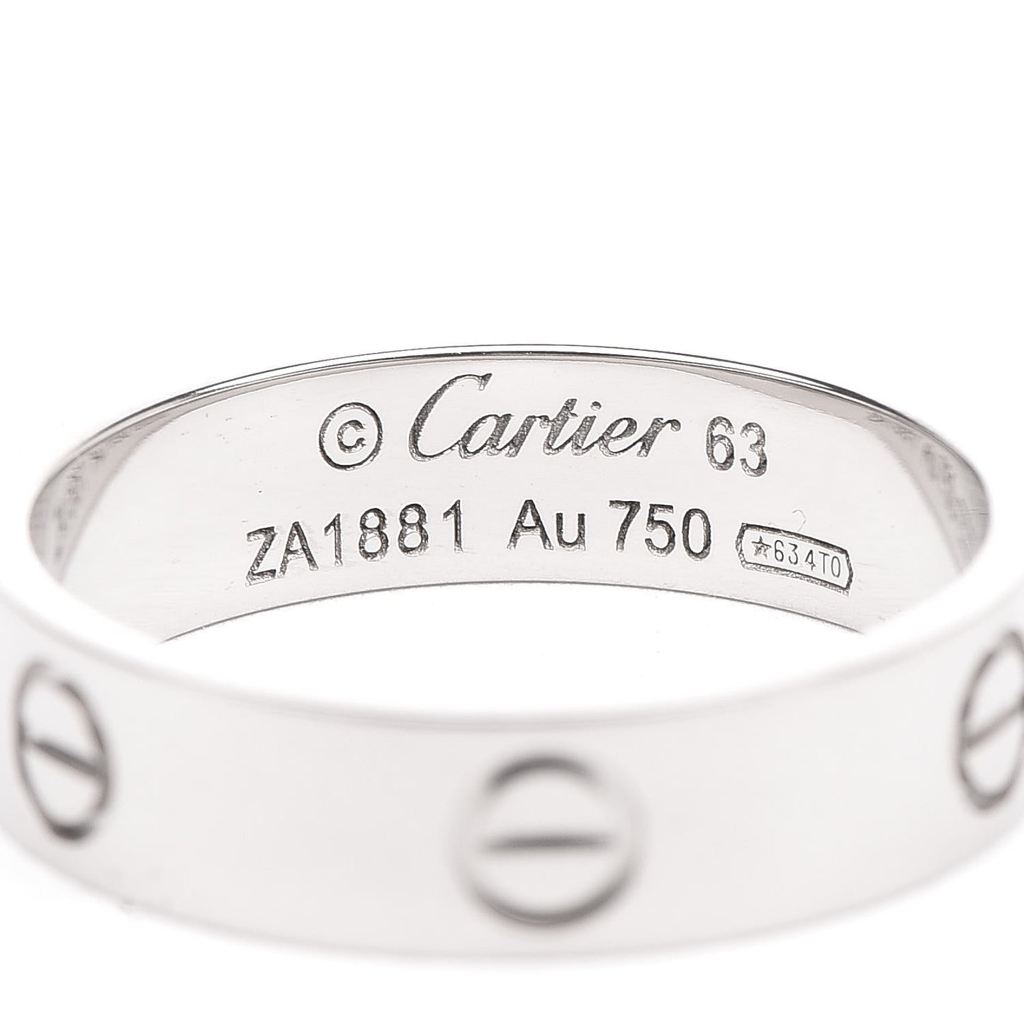 18K White Gold 3.5mm LOVE Wedding Band Ring 63 10.25