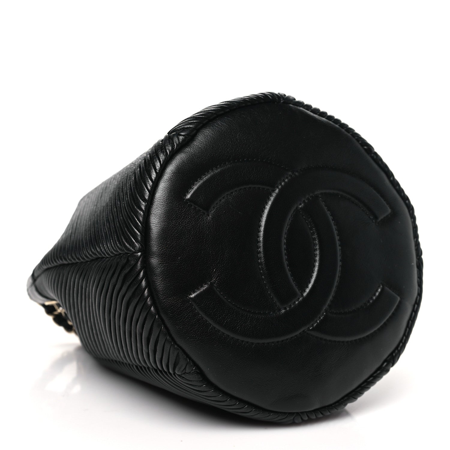 Chanel Lambskin Chevron Drawstring Bag Black 4 of 10