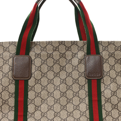 Gucci Tender GG Supreme Monogram Textured Dollar Calfskin Web Tote Beige Ebony New Acero 7 of 10