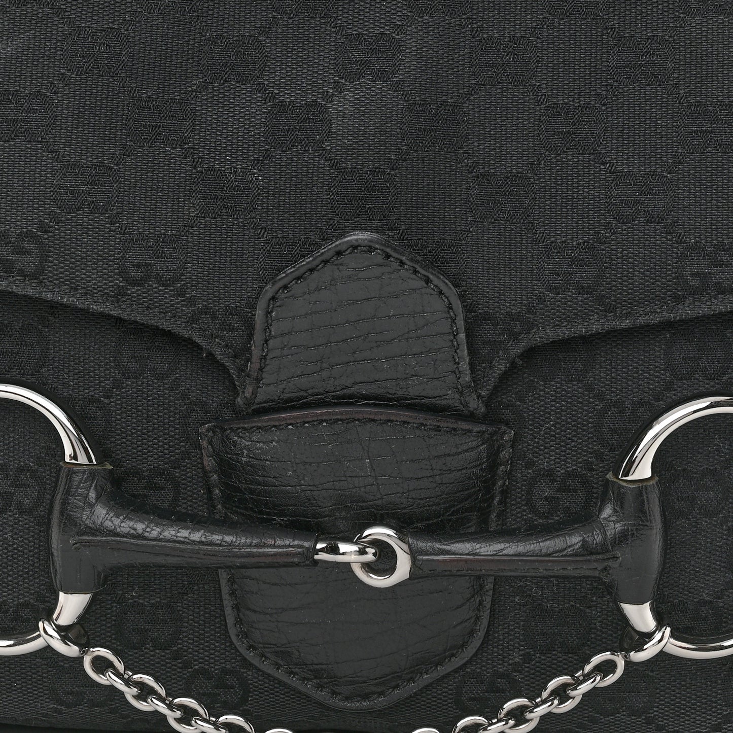 Monogram Horsebit Chain Flap Shoulder Bag Black