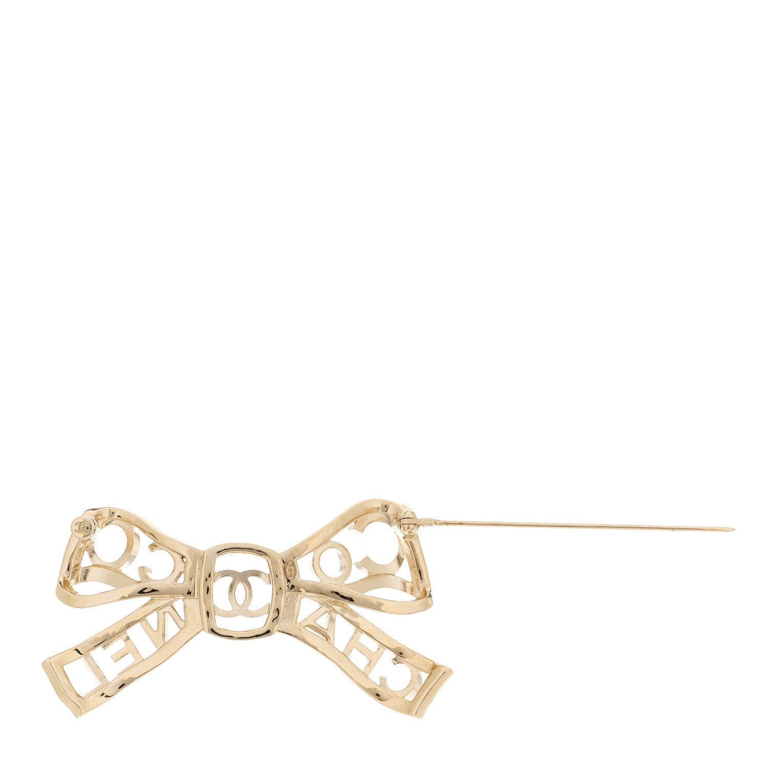 Chanel Metal Crystal Bow-tiful CC Brooch Gold 3 of 5
