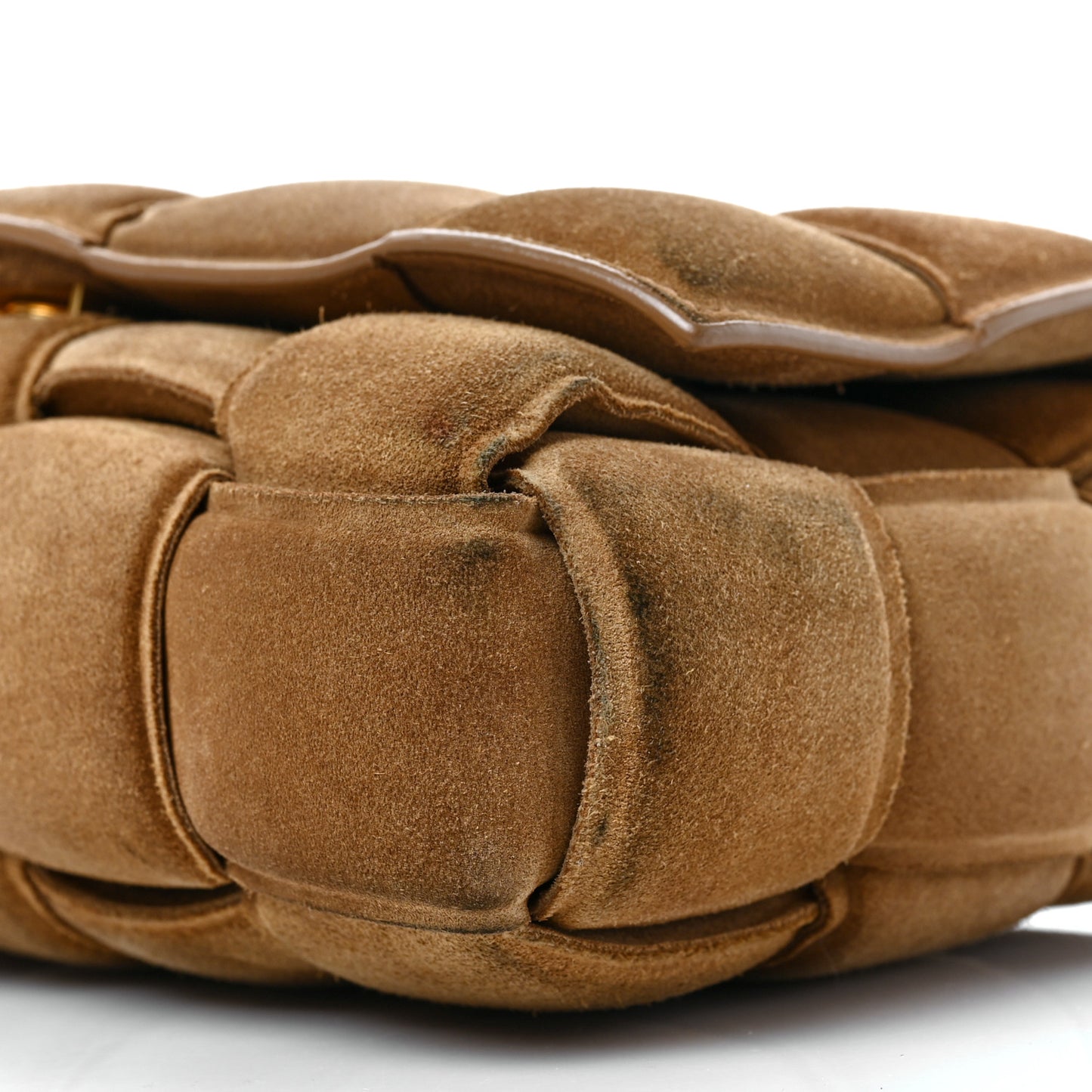 Suede Maxi Intrecciato Padded Cassette Crossbody Bag Taupe