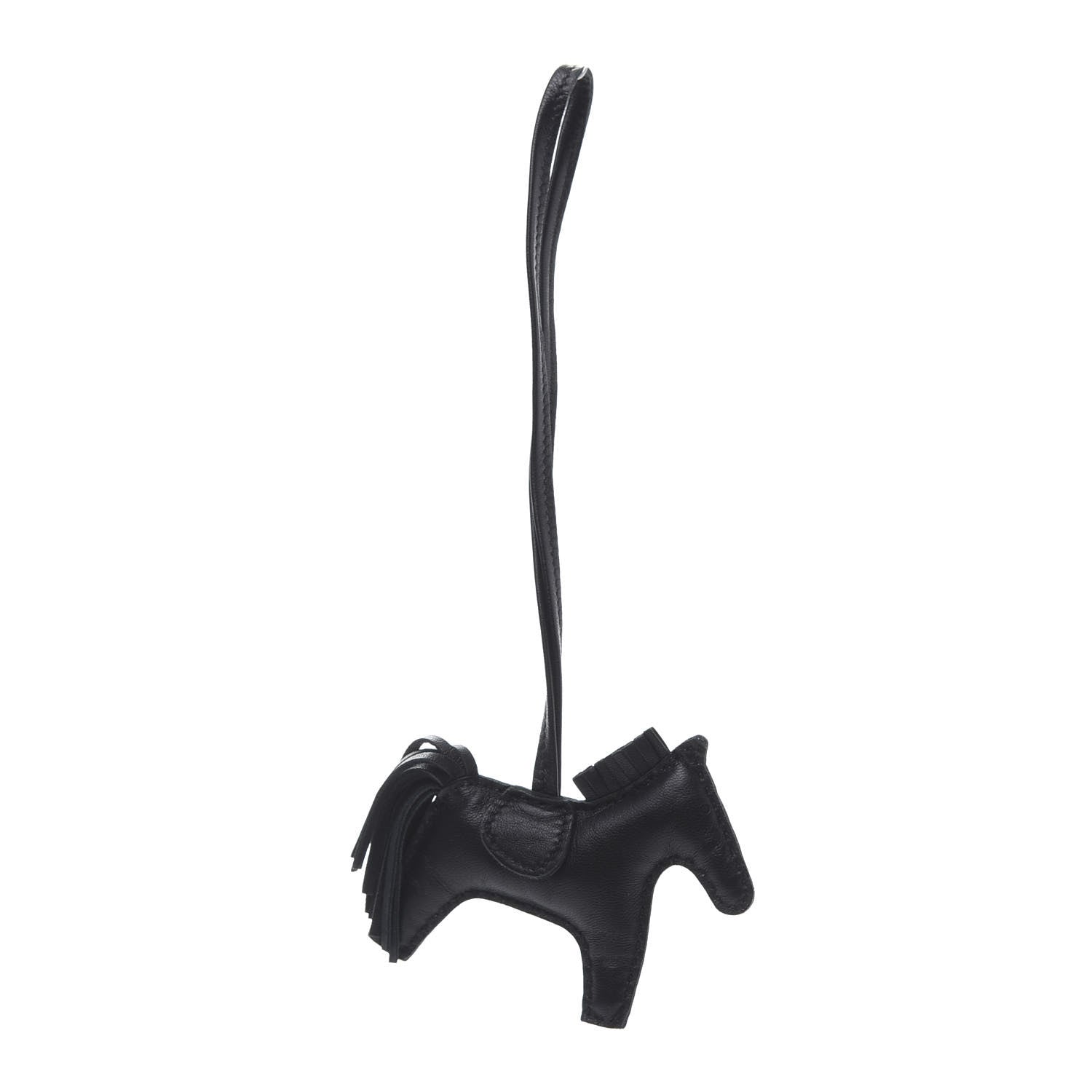 Hermes Milo Lambskin Grigri Rodeo Horse Bag Charm PM So Black 1 of 5