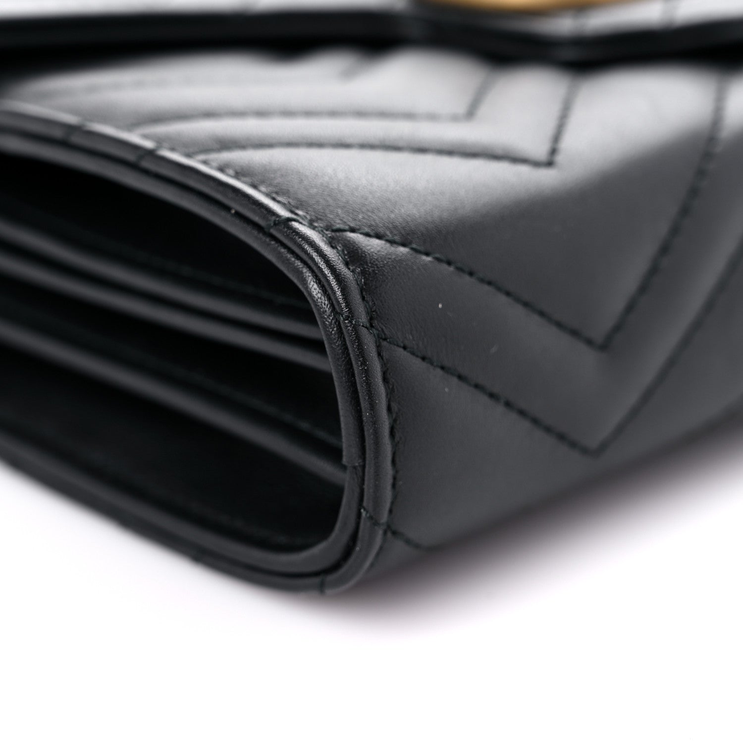 Gucci Calfskin Matelasse GG Marmont Chain Wallet Black 8 of 9