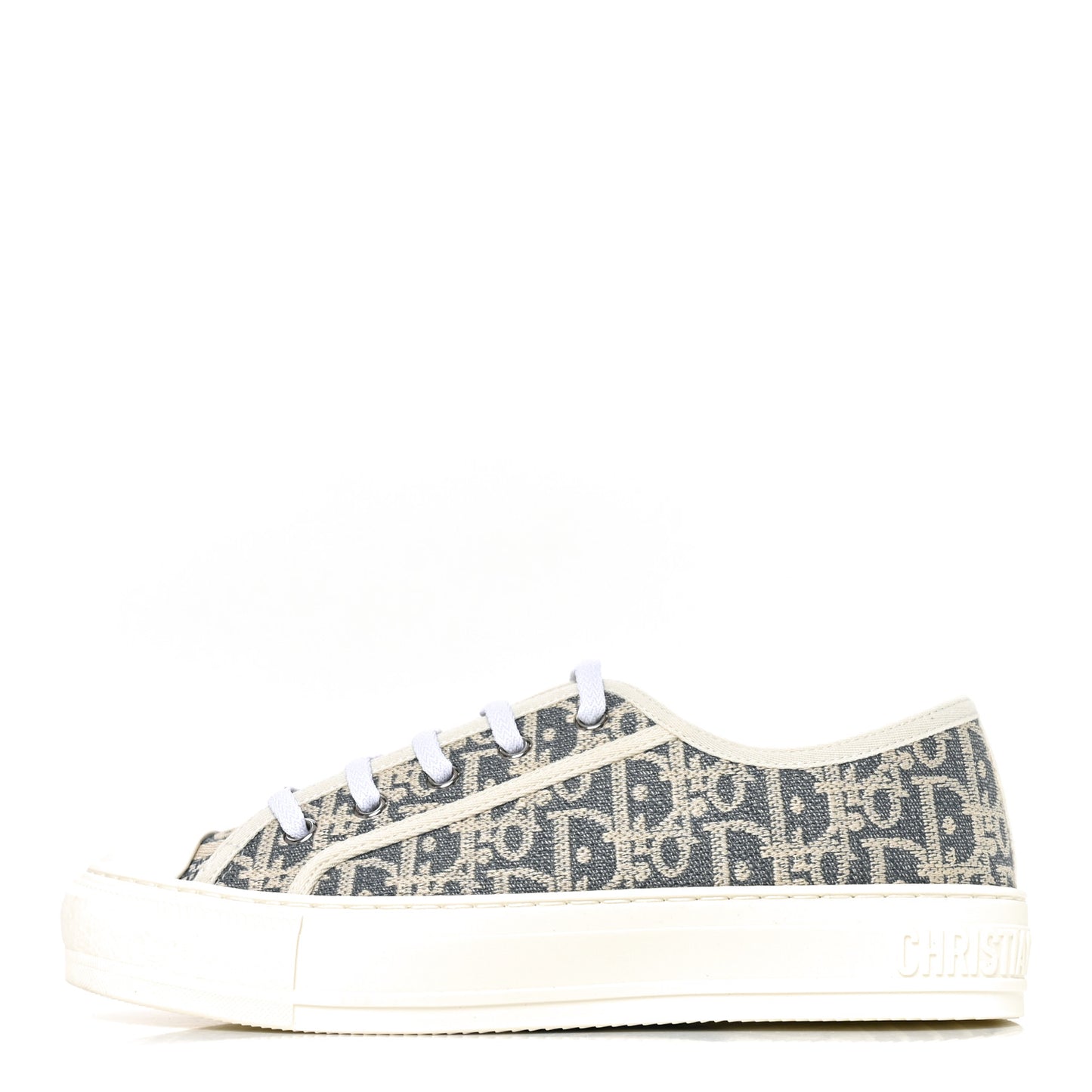 Oblique Chambray Raffia Effect Walk'N'Dior Low Top Sneakers 37 Blue Light Biscuit