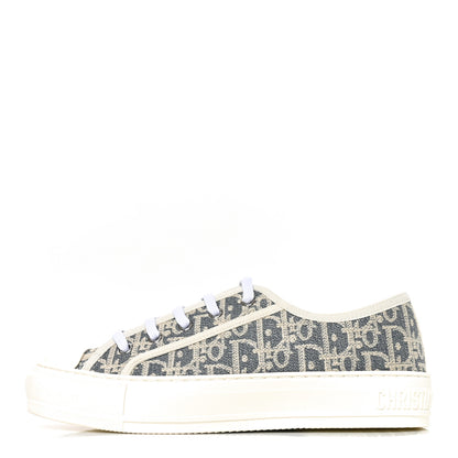 Christian Dior Oblique Chambray Raffia Effect Walk'N'Dior Low Top Sneakers 37 Blue Light Biscuit 1 of 8