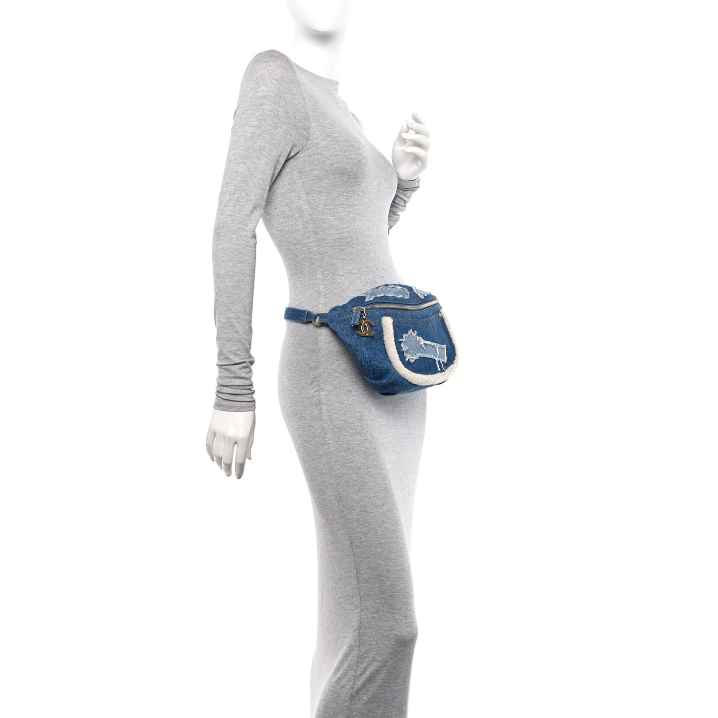 Denim Sherling Egyptian Waist Bag Blue