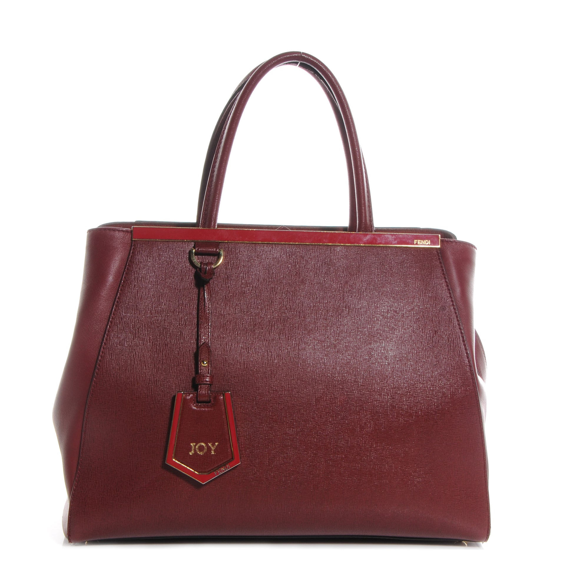 Fendi Vitello Elite Regular 2Jours Tote Rosso Scuro Ciliegia 1 of 12