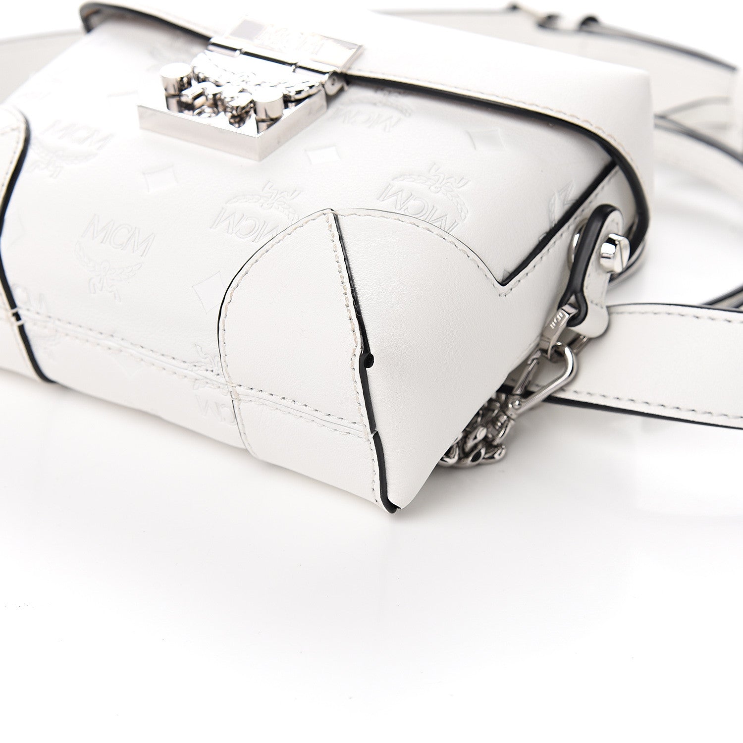 MCM Calfskin Ottomar Monogram Soft Berlin Belt Bag White 8 of 9