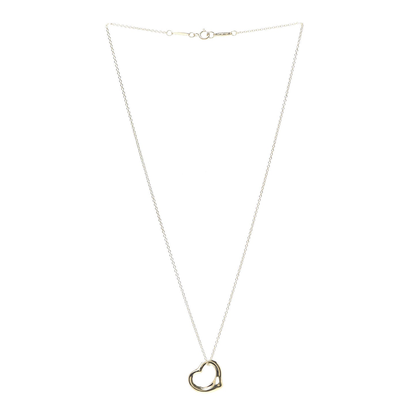 18K Yellow Gold 16mm Elsa Peretti Open Heart Pendant Necklace