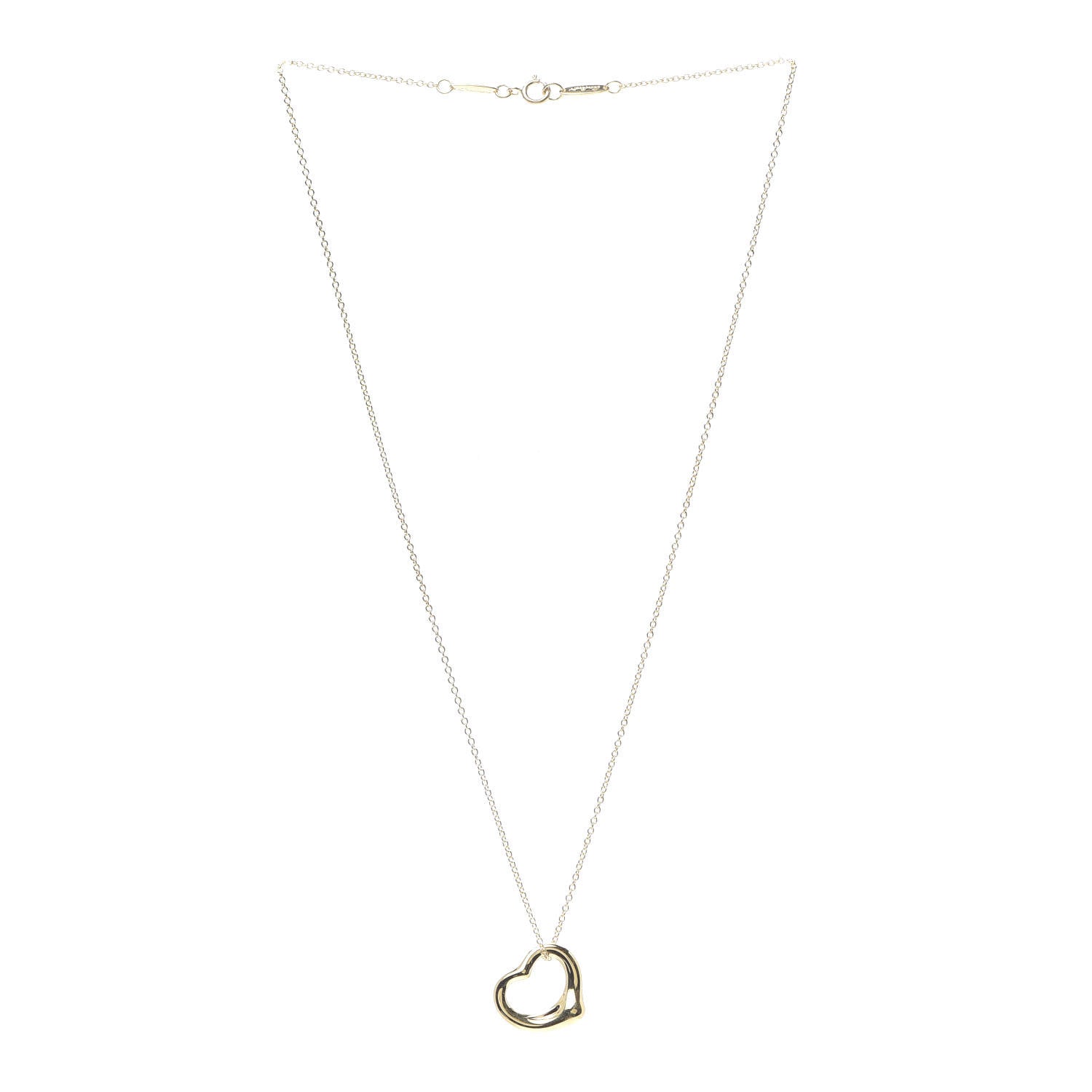 Tiffany 18K Yellow Gold 16mm Elsa Peretti Open Heart Pendant Necklace 3 of 7