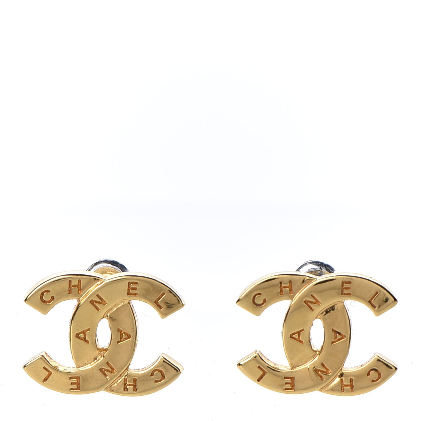 Metal Paris Button Earrings Gold