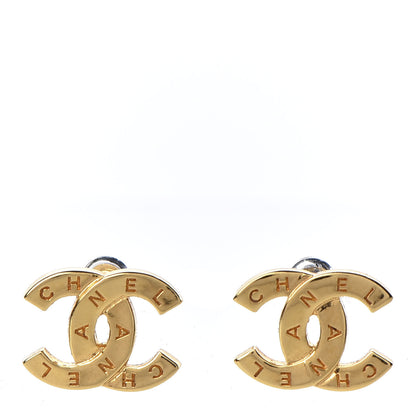 Chanel Metal Paris Button Earrings Gold 1 of 5