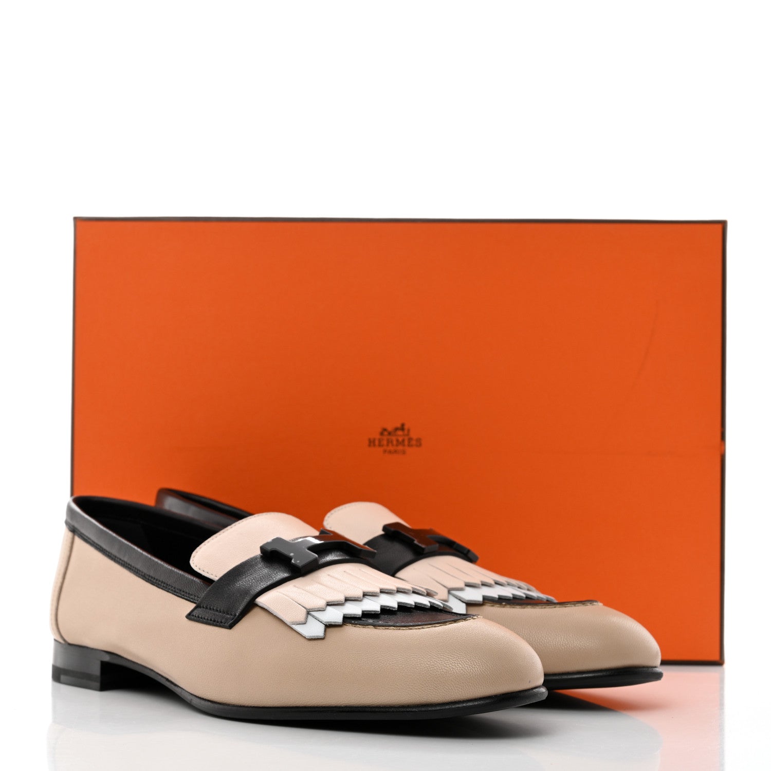 Hermes Goatskin Womens Royal Loafers 38 Multicolor Beige Sarrasin 9 of 9