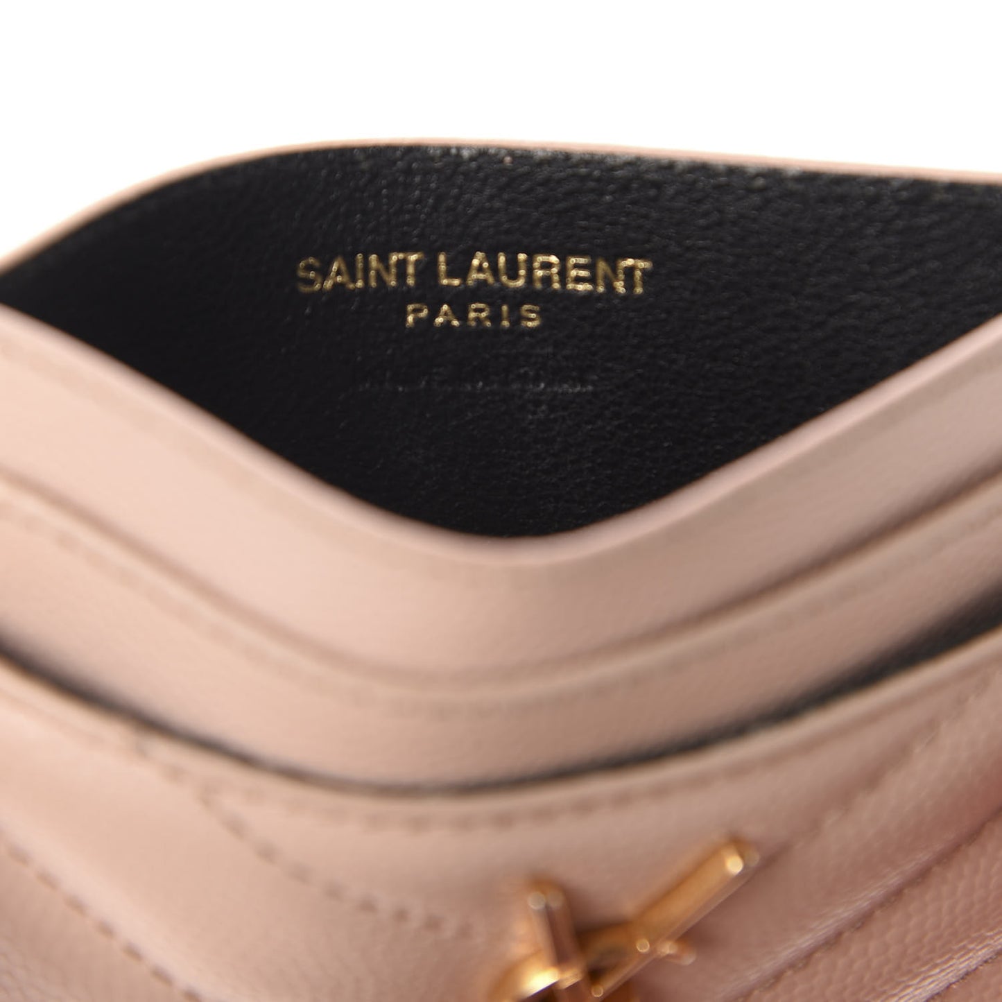 Grain De Poudre Matelasse Chevron Monogram Credit Card Case Pale Pink