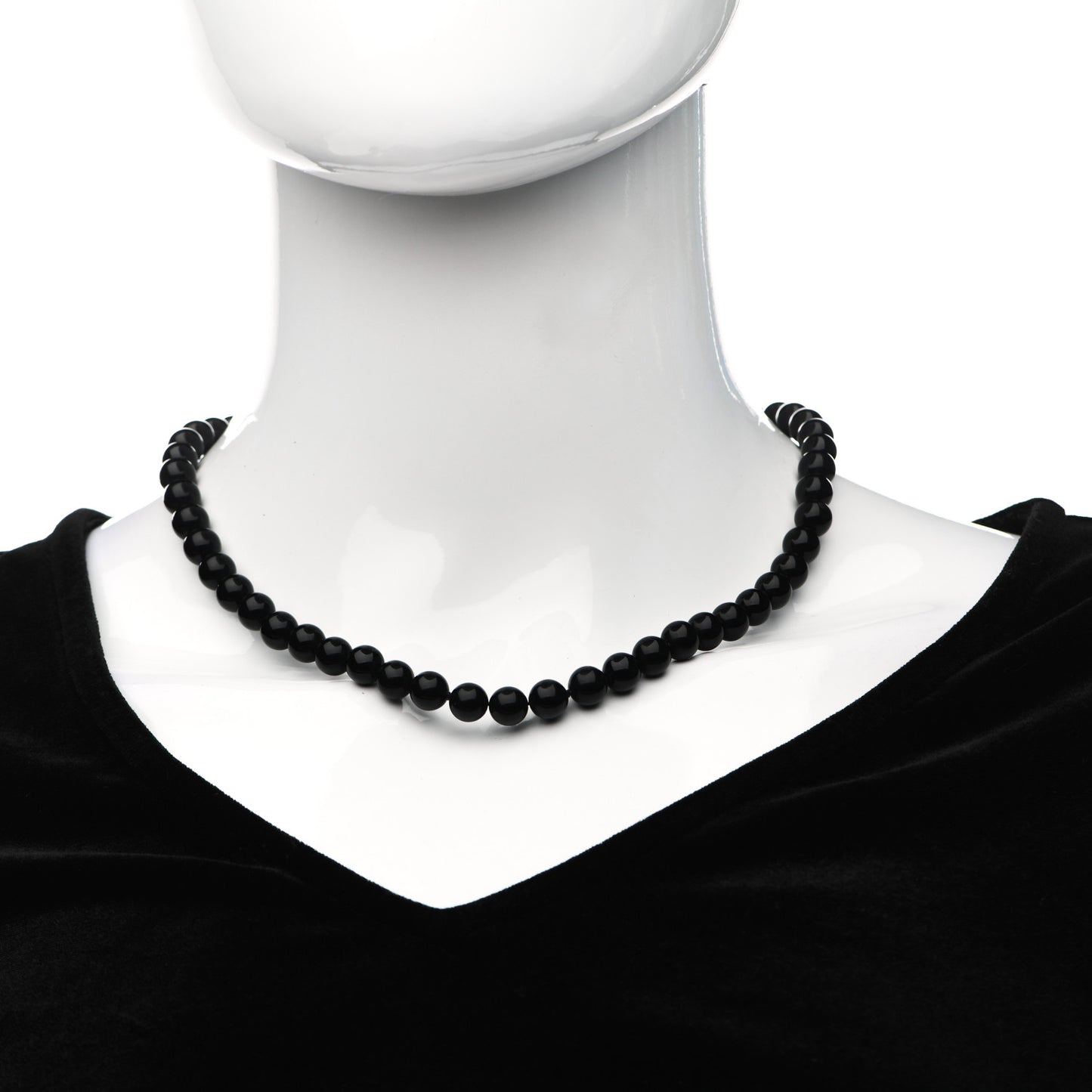Sterling Silver Black Onyx Bead Toggle Necklace