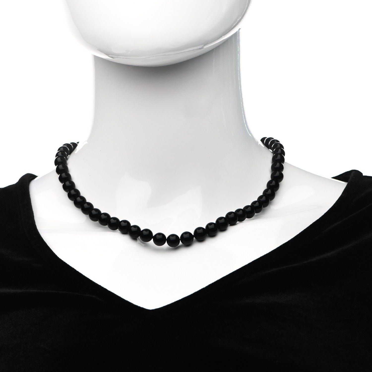Tiffany Sterling Silver Black Onyx Bead Toggle Necklace 2 of 4
