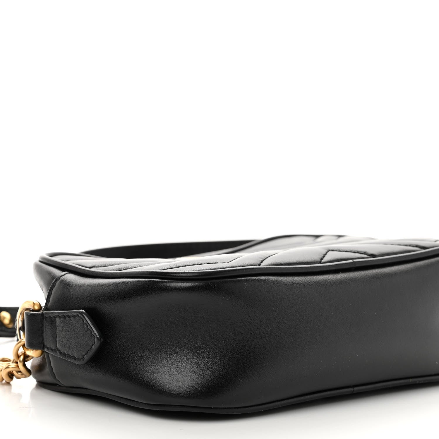 Gucci Calfskin Matelasse Mini GG Marmont Chain Shoulder Bag Black 9 of 10