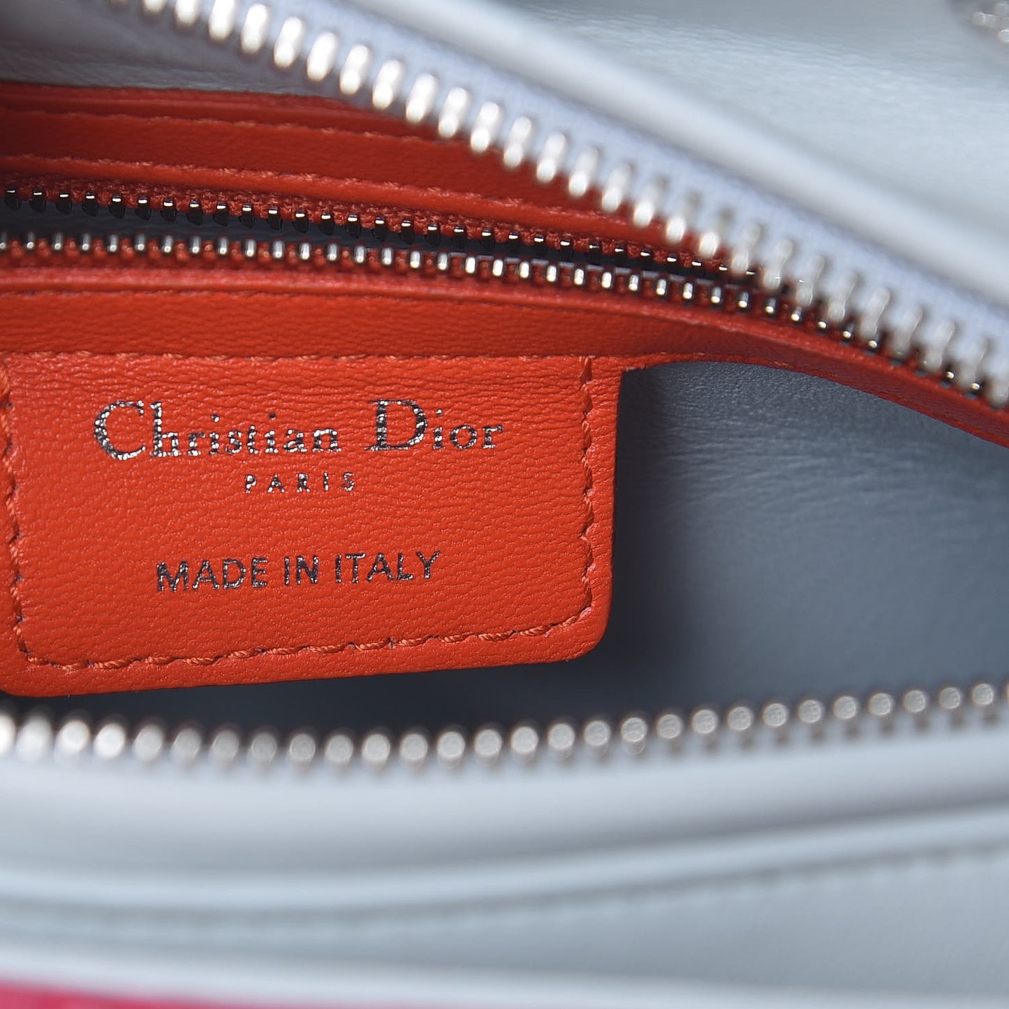 Lambskin Cannage Medium Tri-Color Lady Dior Fuchsia Orange