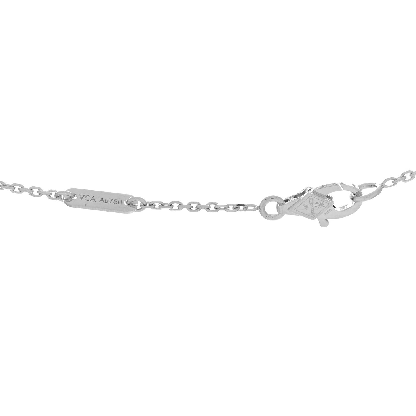 18K White Gold Diamond Sweet Alhambra Pendant Necklace