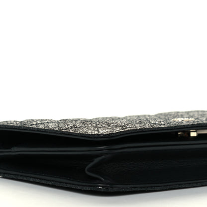 Chanel Crackled Patent Calfskin Quilted Pearl Wallet On Chain WOC Black 10 of 12