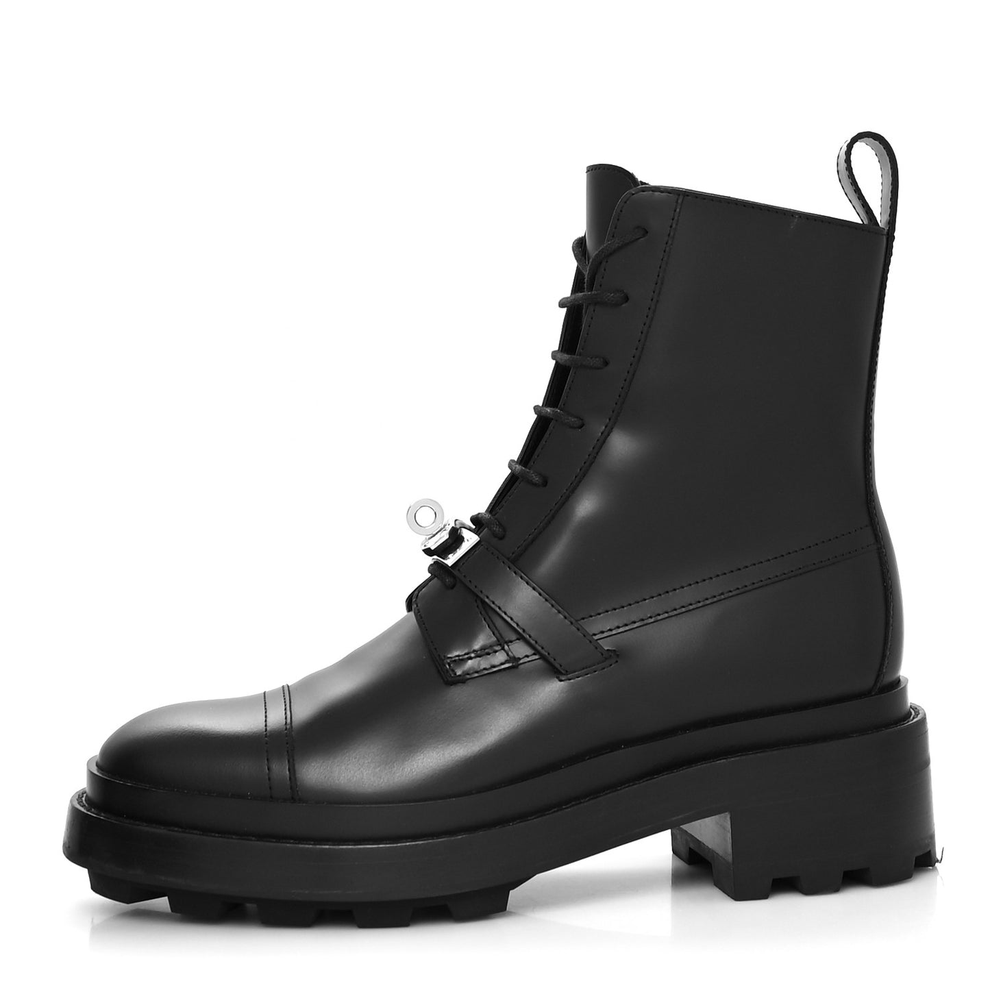 Glossed Calfskin Funk Ankle Boots 36.5 Black