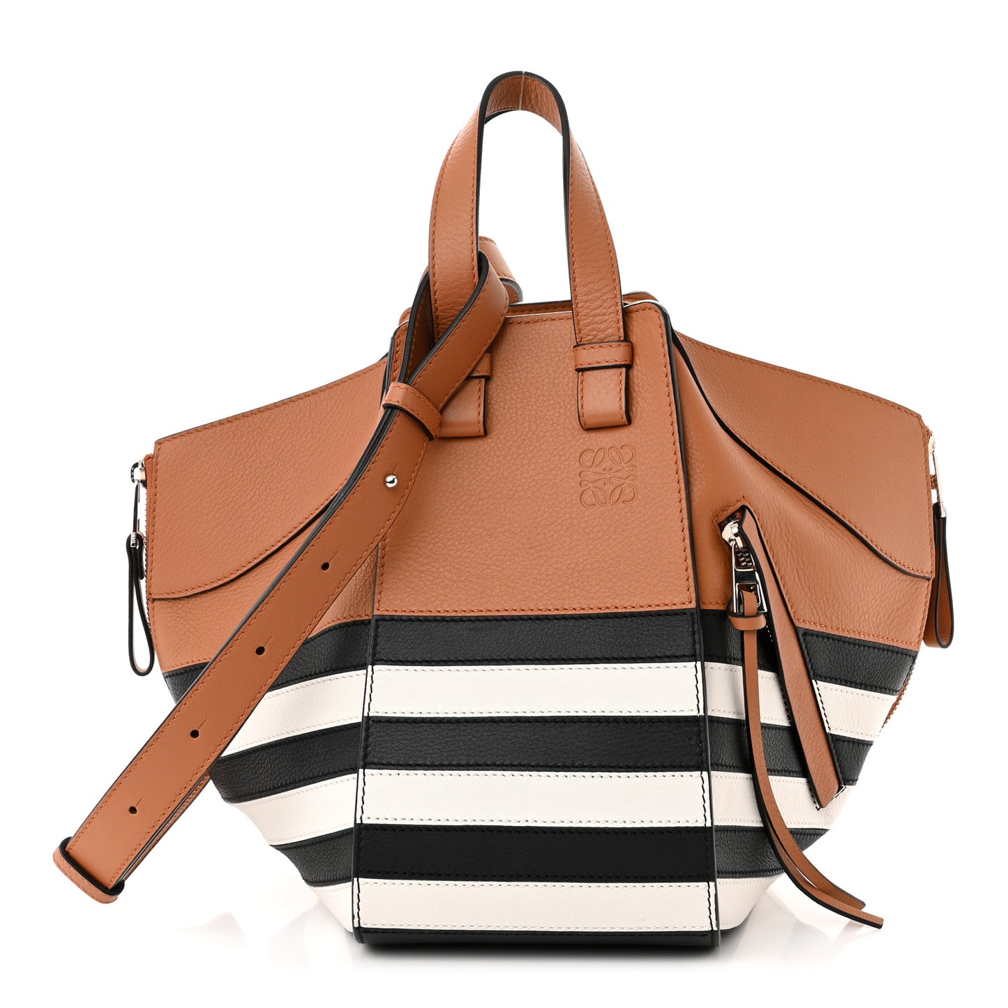 Calfskin Marine Stripe Small Hammock Shoulder Bag Tan