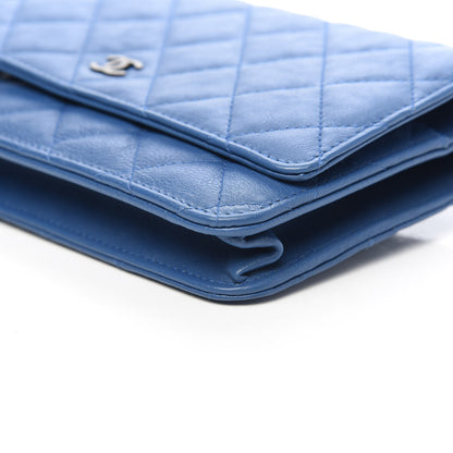 Chanel Calfskin Quilted Wallet On Chain WOC Blue 11 of 12