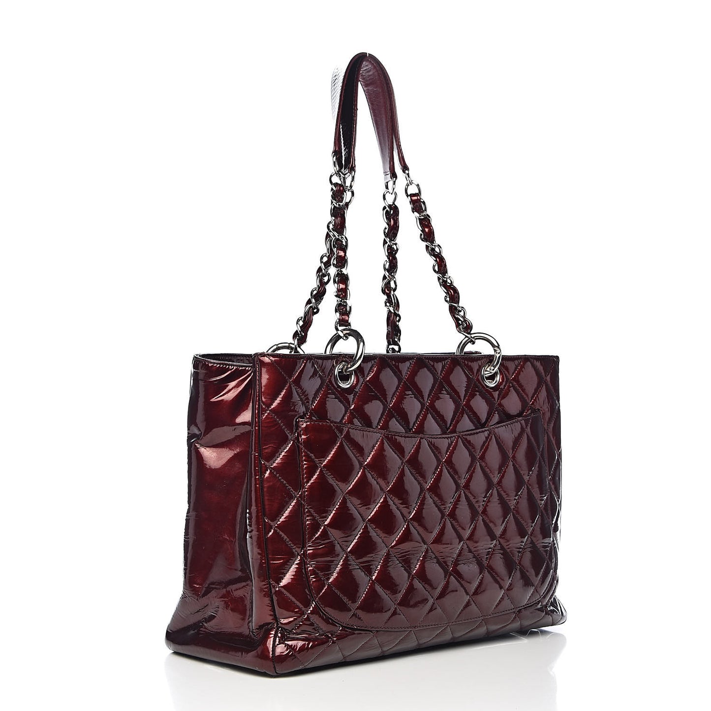 Patent Quilted Grand Shopping Tote GST Dark Bordeaux