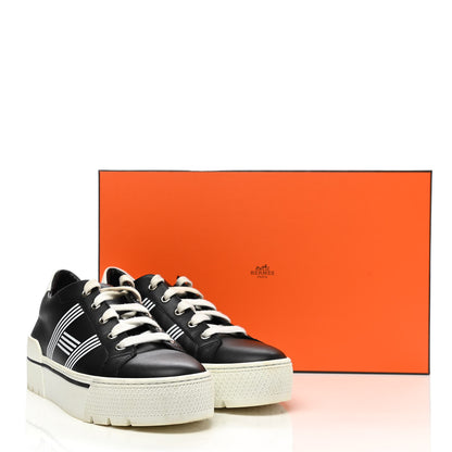 Hermes Calfskin Womens Dare Sneakers 38 Black White 11 of 11