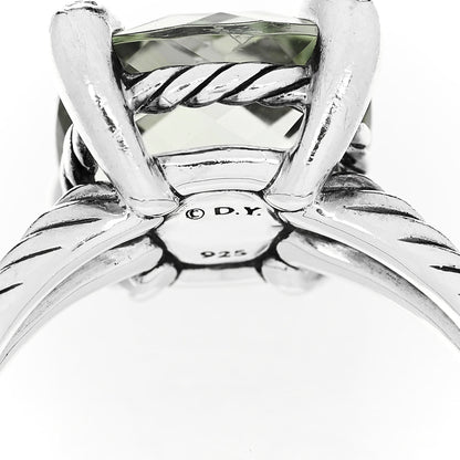 David Yurman Sterling Silver Diamond Prasiolite 11mm Chatelaine Ring 54 7 5 of 5
