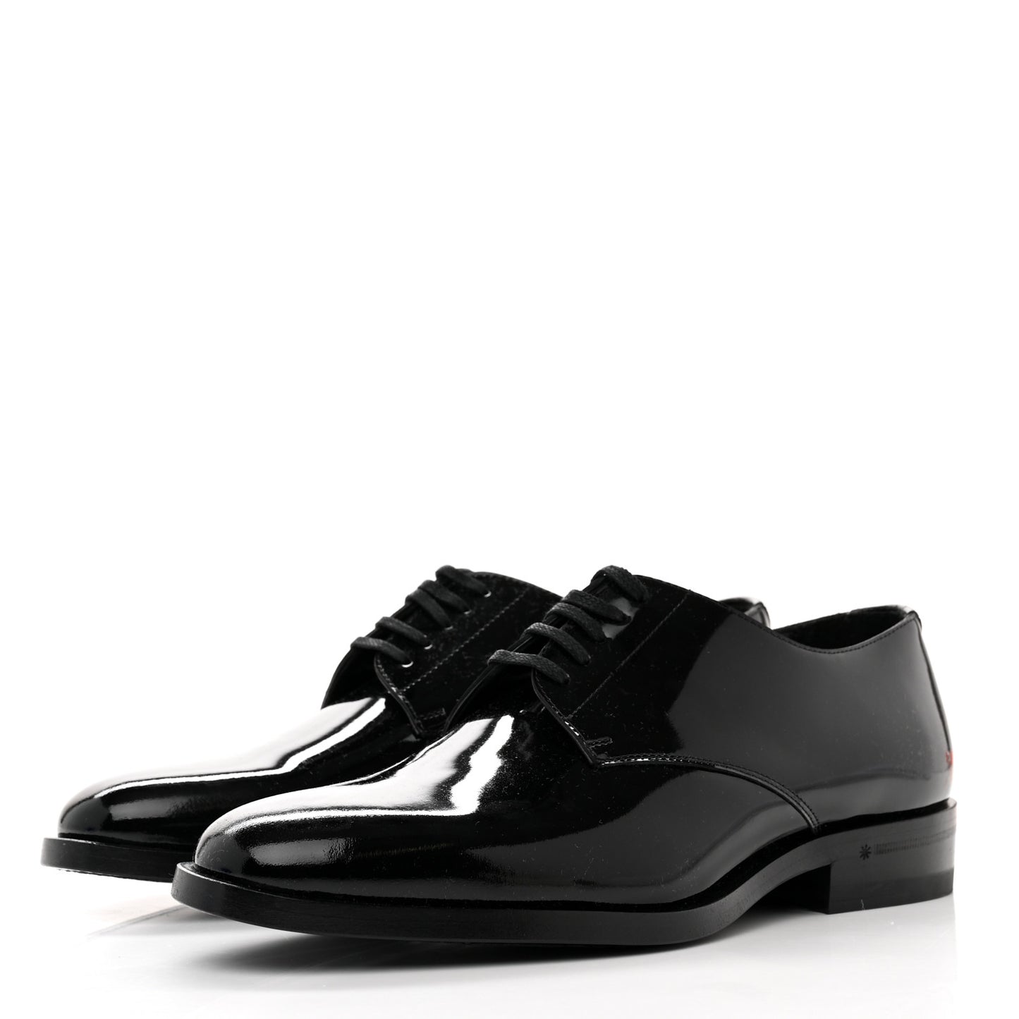 Patent Calfskin Mens Derby Lace Up Shoes 36.5 Black