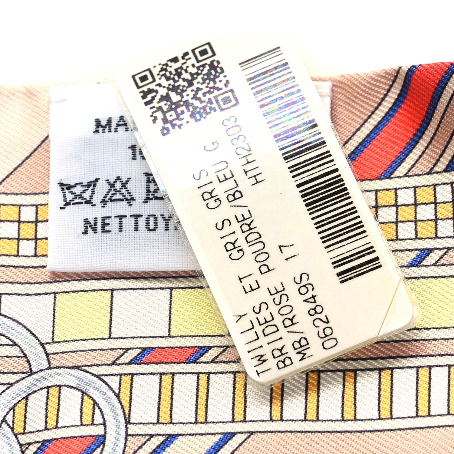 Hermes Silk Brides et Gris Twilly Rose Poudre Bleu Gris 3 of 4