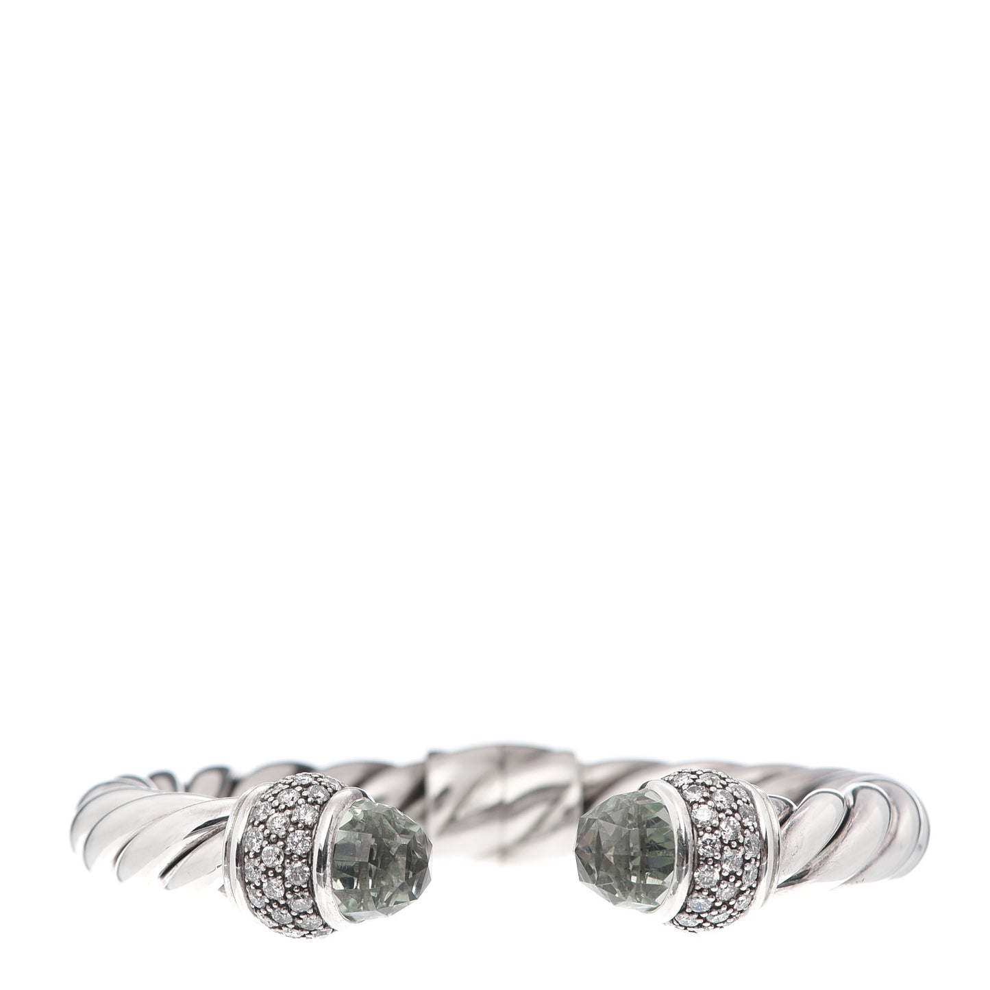 Sterling Silver Diamond Prasiolite 10mm Moonlight Ice Bracelet