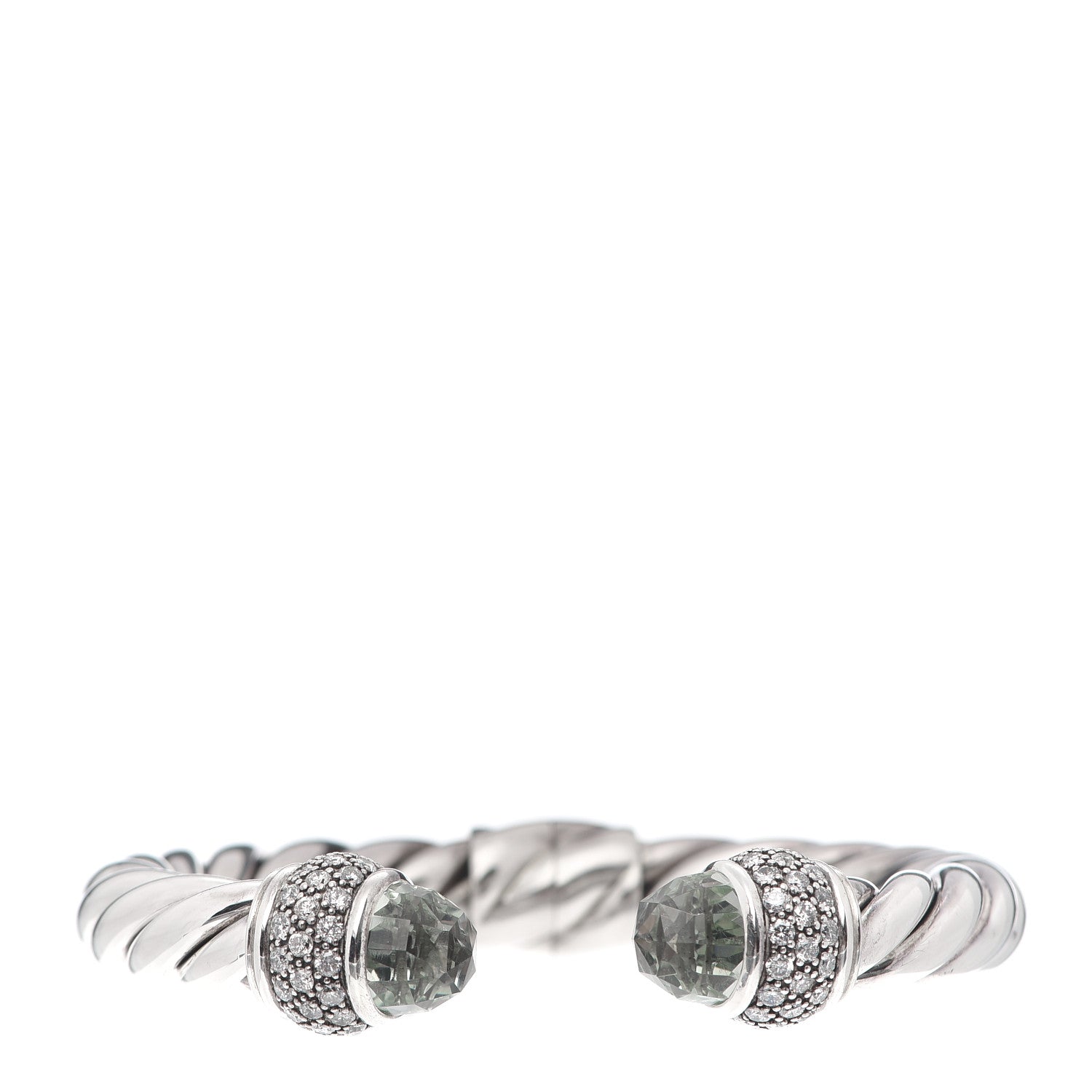 David Yurman Sterling Silver Diamond Prasiolite 10mm Moonlight Ice Bracelet 1 of 4