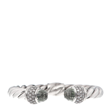 David Yurman Sterling Silver Diamond Prasiolite 10mm Moonlight Ice Bracelet 1 of 4