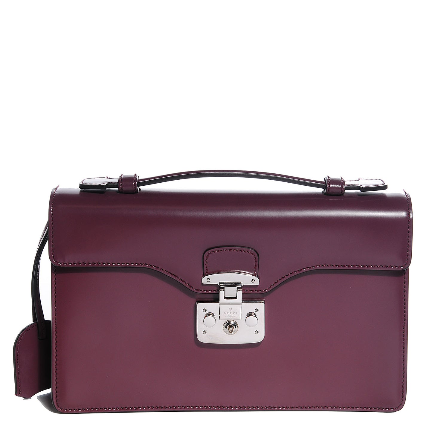 Regent Calfskin Small Lady Lock Briefcase Clutch Red Orchid