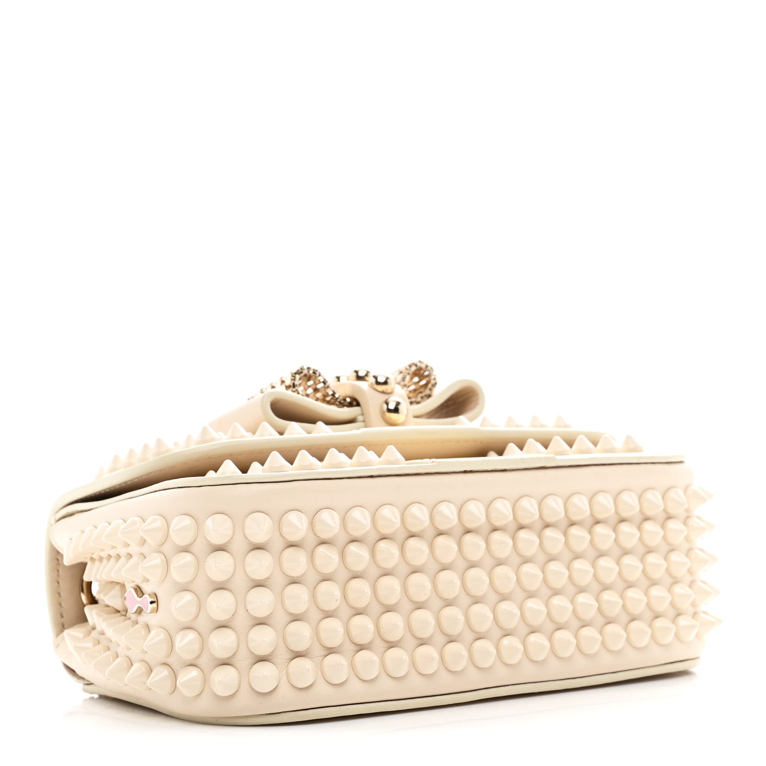 Christian Louboutin ベージュ パーティーバッグ Christian Louboutin Calfskin Spikes Sweety Charity Shoulder Bag