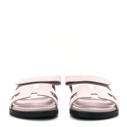 Hermes Suede Goatskin Womens Chypre Sandals 40 Rose Porcelaine 2 of 8